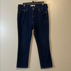 LEVIS 505 Straight Leg Women's Blue Jeans Embroidered Pockets Sz 12